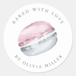 Gebacken mit Liebe Elegant Pink Macarons Konditore Runder Aufkleber