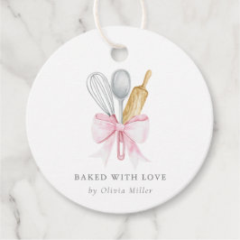 Gebacken mit Liebe Elegant Rosa Bow Personalisiert Geschenkanhänger