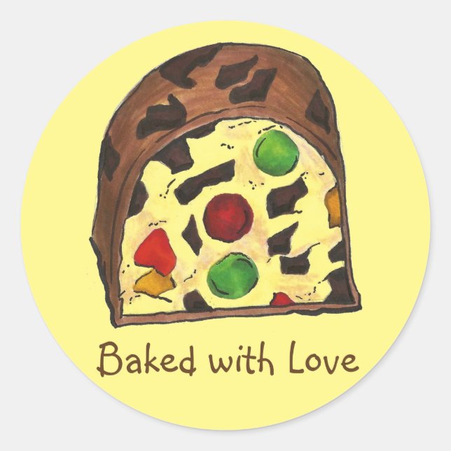 Gebacken mit Liebe Fruitcake Fruit Cake Weihnachte Runder Aufkleber (Vorderseite)