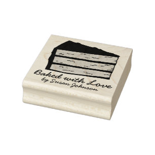 Gebacken mit Liebe, gebacken durch Schicht Kuchen Gummistempel