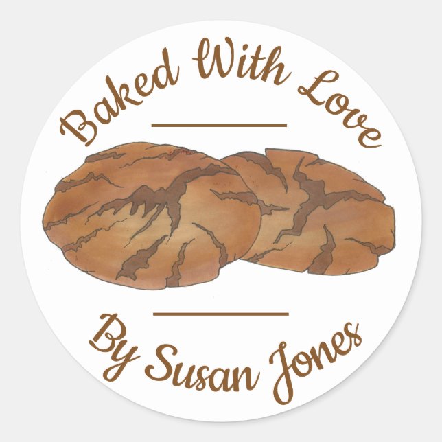 Gebacken mit Liebe Ginger Snap Biscuit Cookie Runder Aufkleber (Vorderseite)