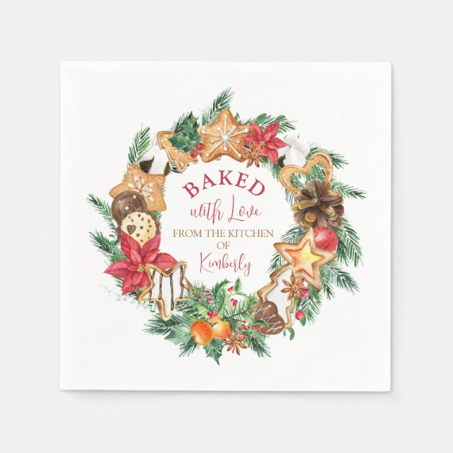 Gebacken mit Liebe Gingerbrot Kranz Weihnachten Serviette (Vorderseite)
