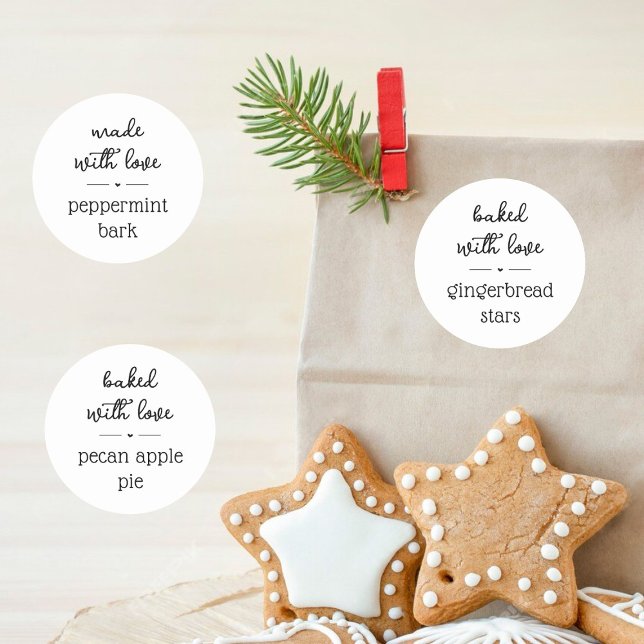 Gebacken mit Liebe hausgemachte Etikett für Lebens Runder Aufkleber (Von Creator hochgeladen)