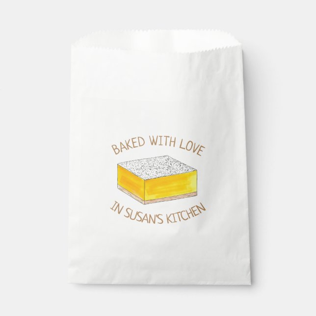 Gebacken mit Liebe hausgemachte Lemon Bar Square B Geschenktütchen (Vorderseite)