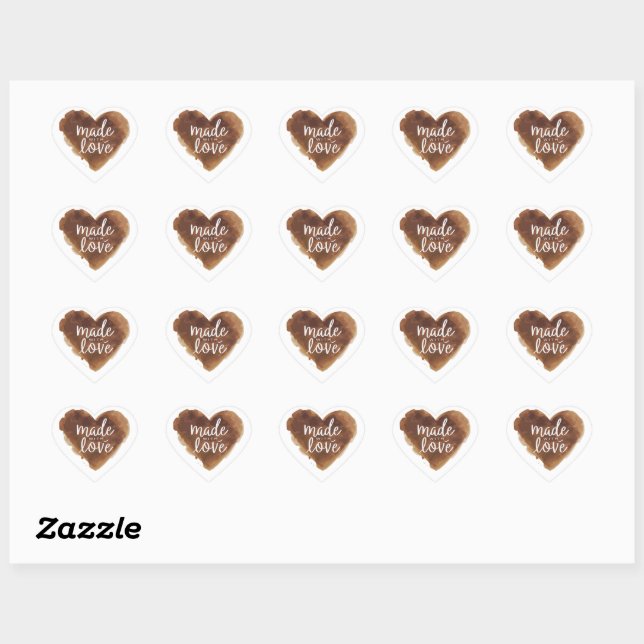 gebacken mit Liebe Herz Herz-Aufkleber (Blatt)