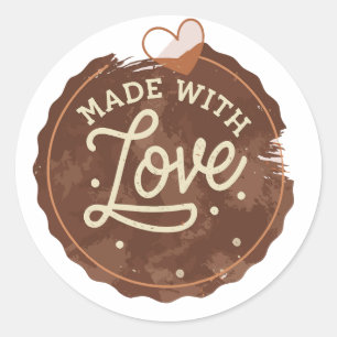 gebacken mit Liebe Herz Runder Aufkleber