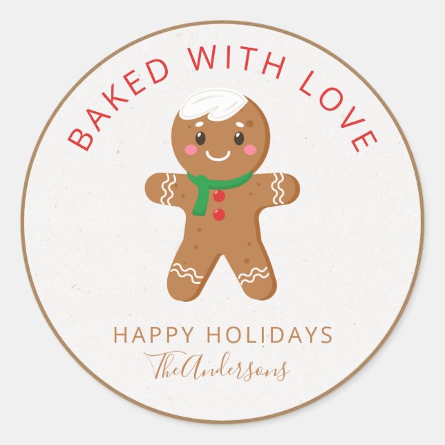 Gebacken mit Liebe Holiday Gingerbread Runder Aufkleber (Vorderseite)