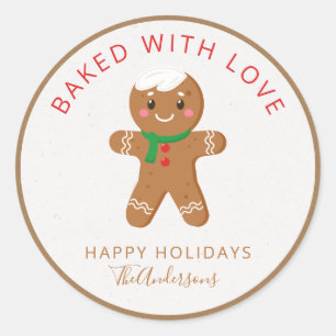 Gebacken mit Liebe Holiday Gingerbread Runder Aufkleber