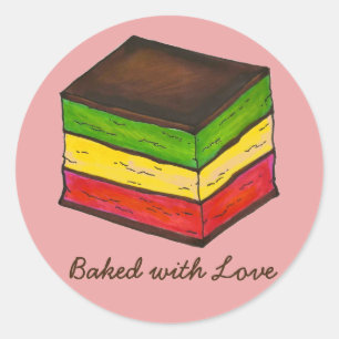 Gebacken mit Liebe Italienischer Regenbogen Sieben Runder Aufkleber