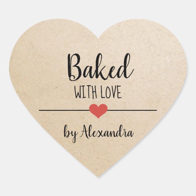 Gebacken mit Liebe-Kraftsymbole Herz-Aufkleber (Vorderseite)