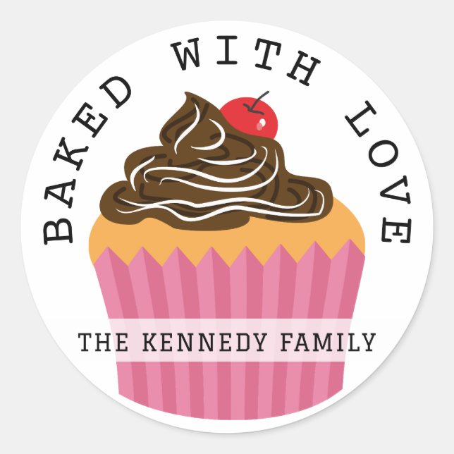 gebacken mit Liebe Kuchen aus der Küche von Runder Aufkleber (Vorderseite)