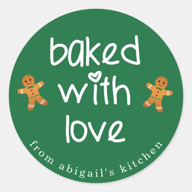Gebacken mit Liebe - Lebkuchen Weihnachten Runder Aufkleber (Vorderseite)