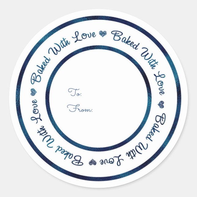 Gebacken mit Liebe Leckerei Blue Shine Modern Glam Runder Aufkleber (Vorderseite)