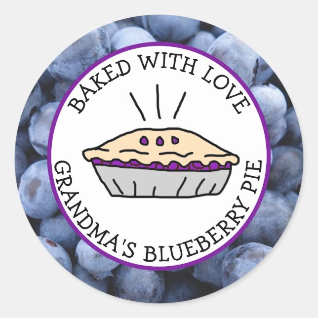 Gebacken mit Liebe, Oma's Blueberry Pie Labels Runder Aufkleber (Vorderseite)