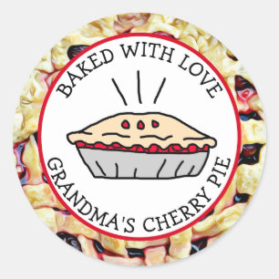 Gebacken mit Liebe, Oma's Cherry Pie Geschenketike Runder Aufkleber
