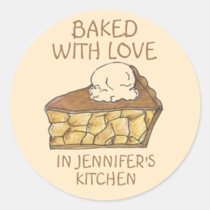 Gebacken mit Liebe Personalisierte Apple Pie Stick Runder Aufkleber