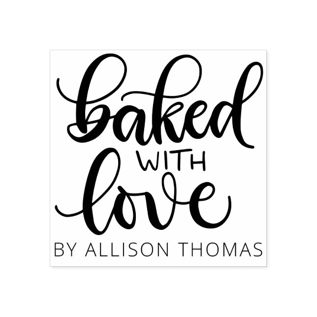Gebacken mit Liebe - Personalisierte Kautschuk-Bri Gummistempel (Prägung)
