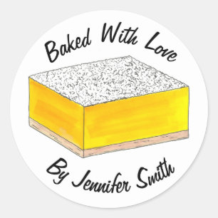 Gebacken mit Liebe Personalisierte Lemon Square Ba Runder Aufkleber
