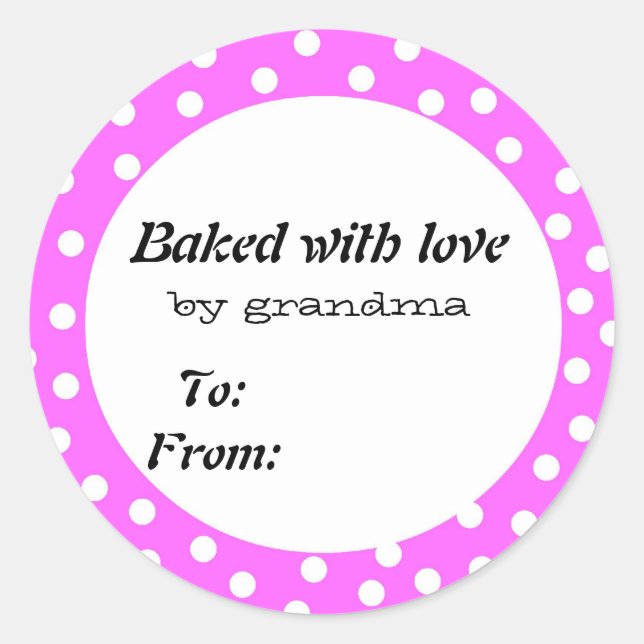 gebacken mit Liebe Pink Panka Punkt Runder Aufkleber (Vorderseite)