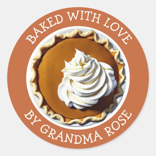 Gebacken mit Liebe Pumpkin Pie Food Label Runder Aufkleber (Vorderseite)