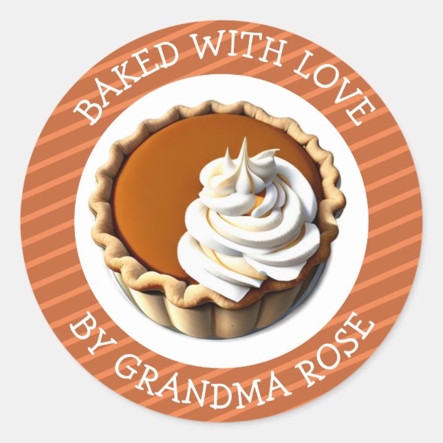 Gebacken mit Liebe Pumpkin Pie Food Label Runder Aufkleber (Vorderseite)