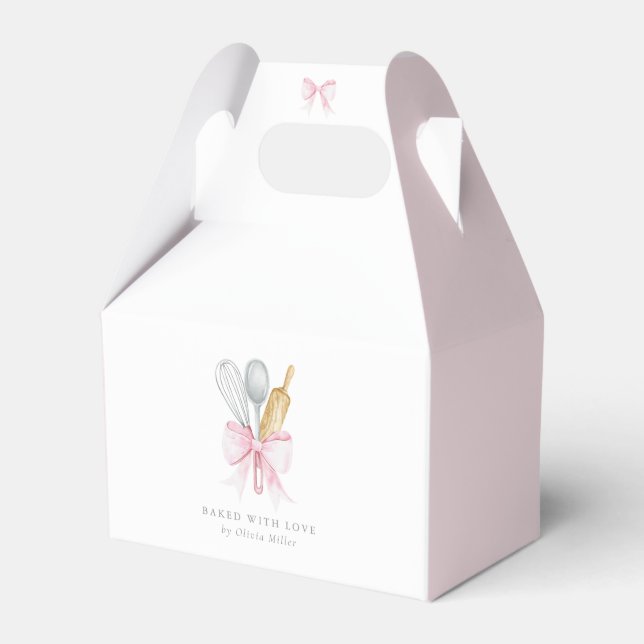 Gebacken mit Liebe Rosa Bow Coquette Personalisier Geschenkschachtel (Vorderseite)