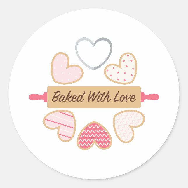 gebacken mit Liebe Runder Aufkleber (Vorderseite)