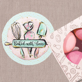 gebacken mit Liebe Runder Aufkleber