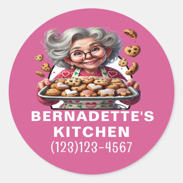 gebacken mit Liebe Runder Aufkleber (Vorderseite)