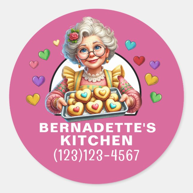 gebacken mit Liebe Runder Aufkleber (Vorderseite)