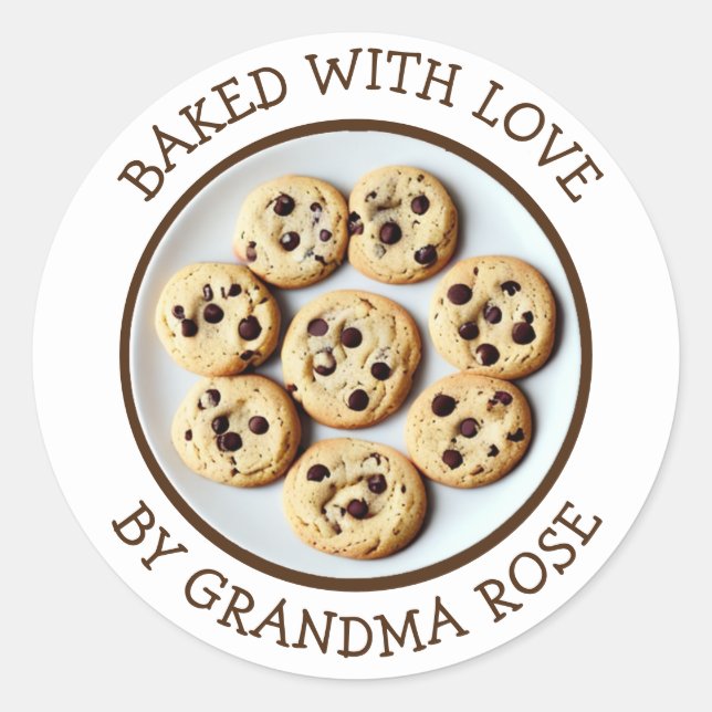 Gebacken mit Liebe Schokolade Chip Cookies Runder Aufkleber (Vorderseite)