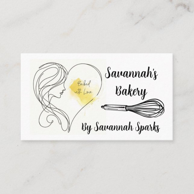 Gebacken mit Liebe Schwarz & Weiß Bäckerei Visitenkarte (Vorderseite)