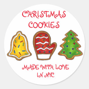 Gebacken mit Liebe Weihnachten Mitten Tree Bell Runder Aufkleber