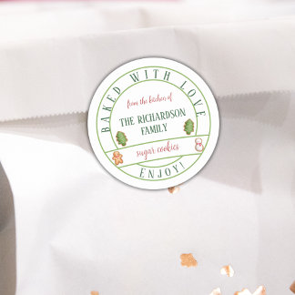 Gebacken mit Liebe Weihnachten Wasserfarben Cookie Runder Aufkleber