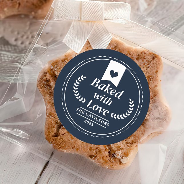 Gebacken mit Liebe Weihnachtsfeiertag Backen Runder Aufkleber (Von Creator hochgeladen)