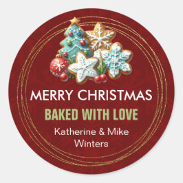 Gebacken mit Liebe Weihnachtskeks Runder Aufkleber