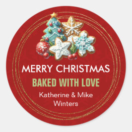 Gebacken mit Liebe Weihnachtskeks Runder Aufkleber