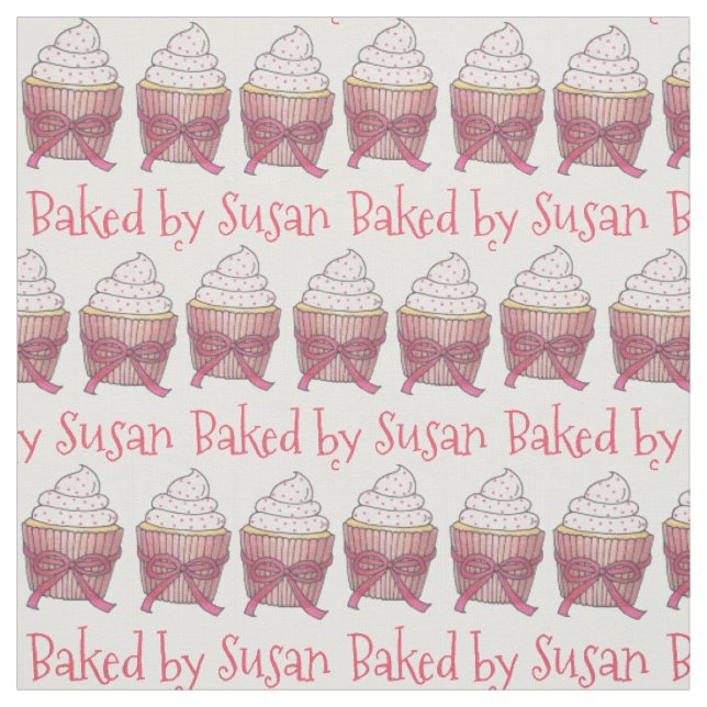 Gebacken von Personalisiert rosa Mattiertem Cupcak Stoff (Muster)