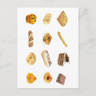 Gebackene Kuchen und Gebäck Postkarte