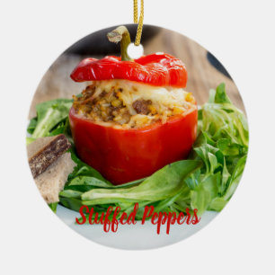 Gebackene Paprikaschoten mit Fleischsoße und Käs Keramik Ornament