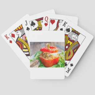 Gebackene Paprikaschoten mit Fleischsoße und Käse Spielkarten
