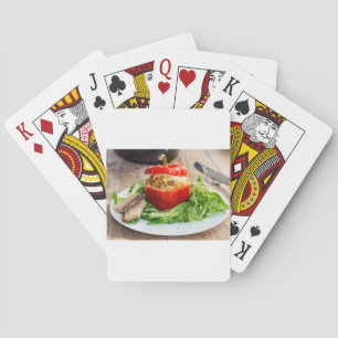 Gebackene Paprikaschoten mit Fleischsoße und Käse Spielkarten