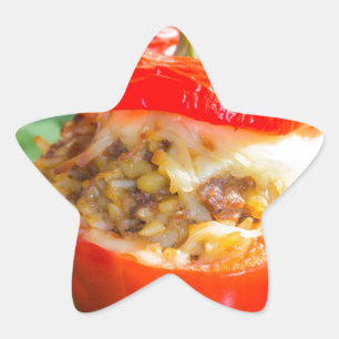 Gebackene Paprikaschoten mit Fleischsoße und Käse Stern-Aufkleber