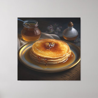 Gebackene Pfannkuchen auf einer bestechenden Platt Leinwanddruck