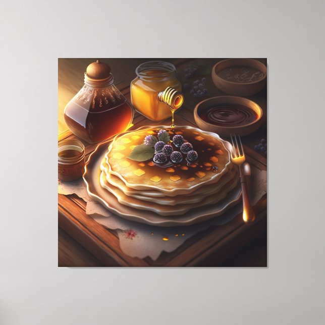 Gebackene Pfannkuchen auf einer bestechenden Platt Leinwanddruck (Vorderseite)