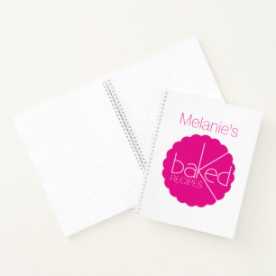 Gebackene Rezepte kochen rosa weiße, geschmolzene  Notizbuch