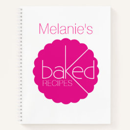Gebackene Rezepte kochen rosa weiße, geschmolzene  Notizbuch