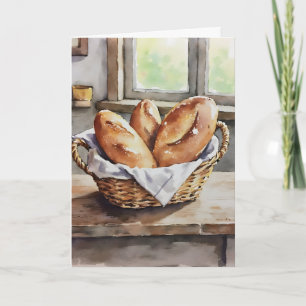 Gebackenes Brot in einem Korb im Landhausstil Karte