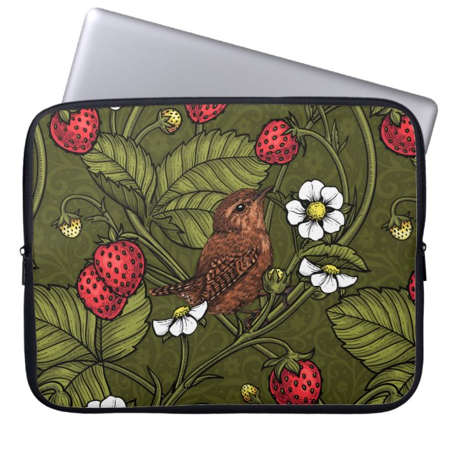 Gebärde und Erdbeeren auf dunkelgrün Laptopschutzhülle (Vorderseite)