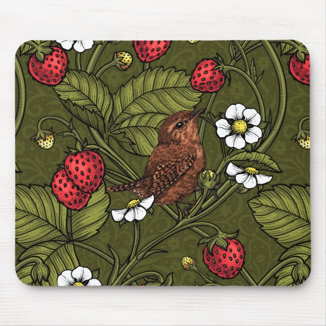 Gebärde und Erdbeeren auf dunkelgrün Mousepad (Vorne)